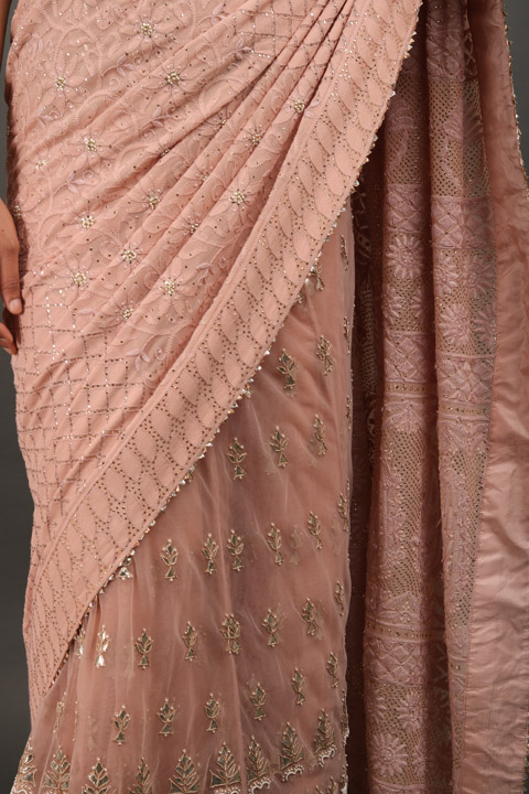Peach Embellished Lehenga Sareeuntitled (5 of 14)